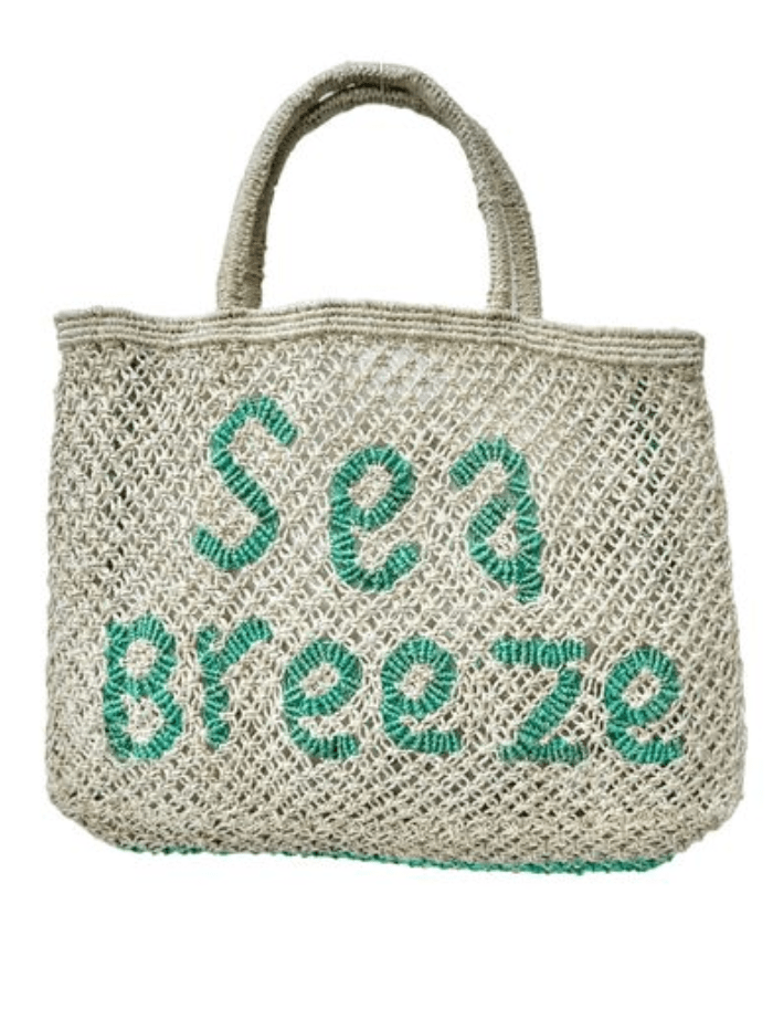 The Jacksons Accessories Small The Jacksons London SEA BREEZE In Natural and Aqua Jute Bag izzi-of-baslow