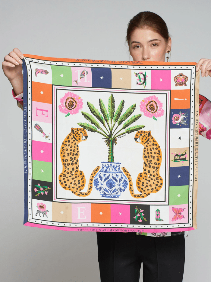 Vilagallo Accessories One Size Vilagallo SILK FOULARD Scarf With Cheetah Print 31935 izzi-of-baslow