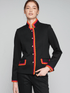 Vilagallo Coats & Jackets UK 8/ 38 Vilagallo DOROTHEA Black Twill Jacket With Pink And Orange Border 31804 izzi-of-baslow