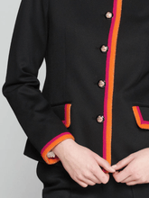 Vilagallo Coats & Jackets Vilagallo DOROTHEA Black Twill Jacket With Pink And Orange Border 31804 izzi-of-baslow