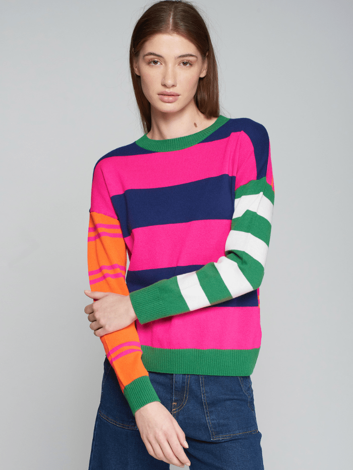 Vilagallo Knitwear XS Vilagallo FABIOLA STRIPE Multicolour Striped Round Neck Jumper 31522 izzi-of-baslow