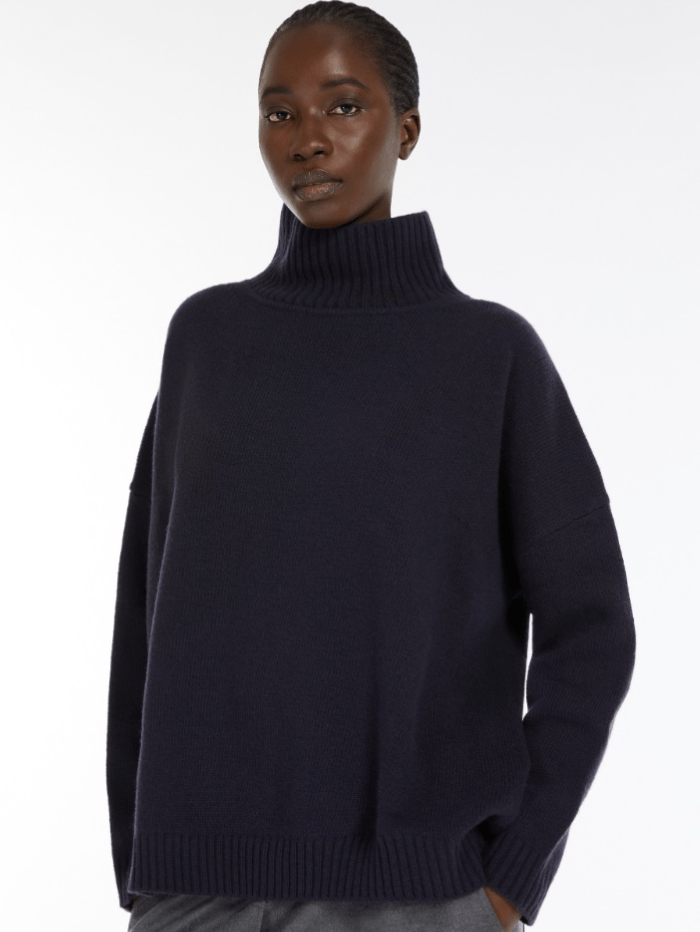 Weekend By Max Mara Knitwear Weekend By Max Mara BORGIA Wool High Neck Jumper In Navy 24253660826 Col 008 izzi-of-baslow