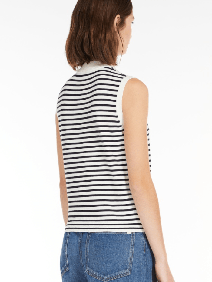 Weekend By Max Mara Knitwear Weekend By Max Mara NAZIONE Striped Stretch Viscose Top 24253660716 Col 010 izzi-of-baslow