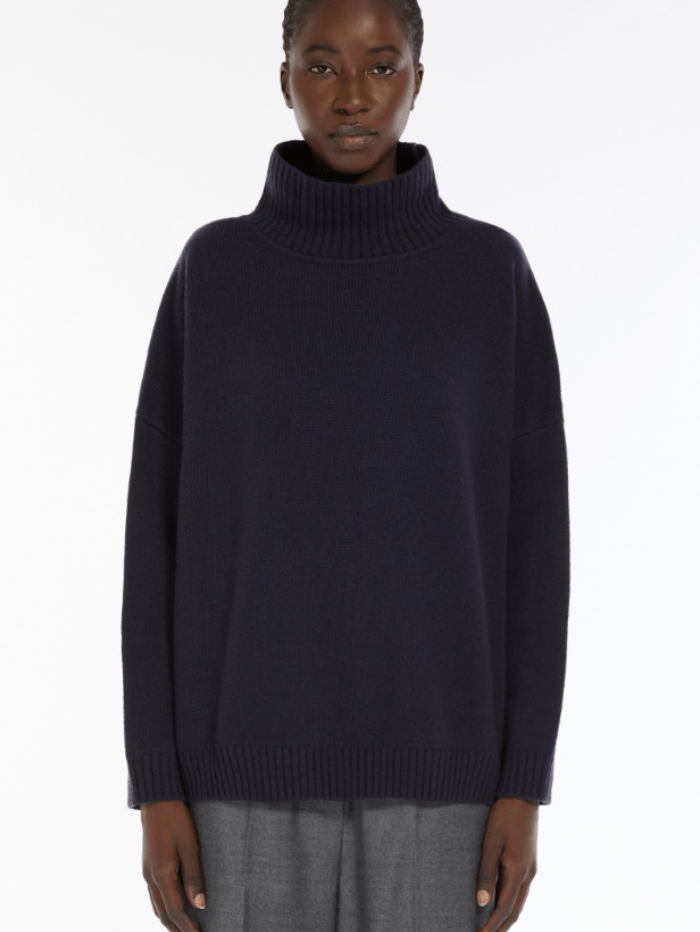 Weekend By Max Mara Knitwear XS Weekend By Max Mara BORGIA Wool High Neck Jumper In Navy 24253660826 Col 008 izzi-of-baslow