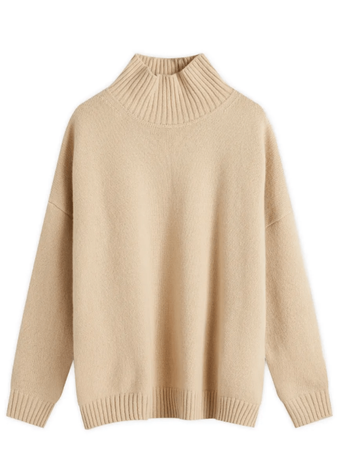 Weekend By Max Mara Knitwear XS Weekend By Max Mara BORGIA Wool High Neck Jumper In Sand 24253660826 Col 004 izzi-of-baslow