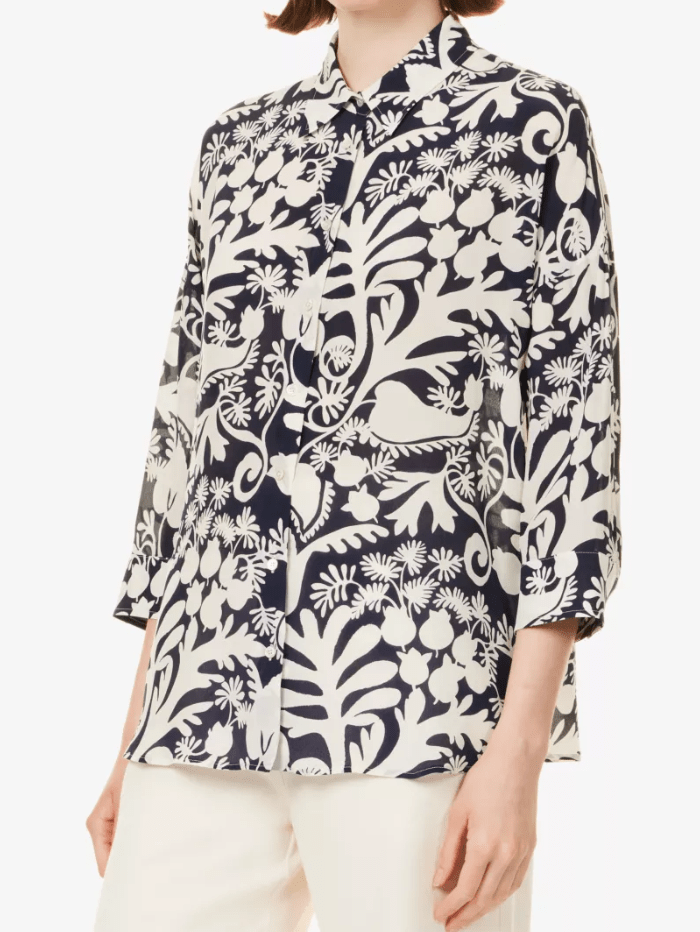 Weekend By Max Mara Tops Weekend By Max Mara PEANA Botanical Print Silk Shirt 24251160516 Col 008 izzi-of-baslow