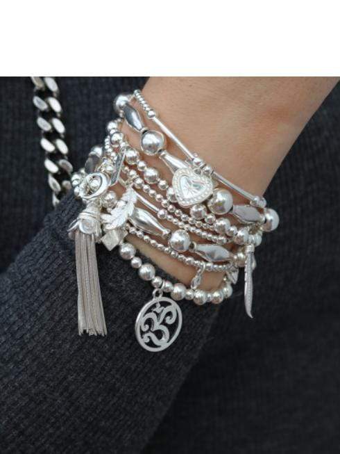 Inka 925 Sterling Silver Stacking Bracelets Set of 3 star heart & wing  Charm | eBay