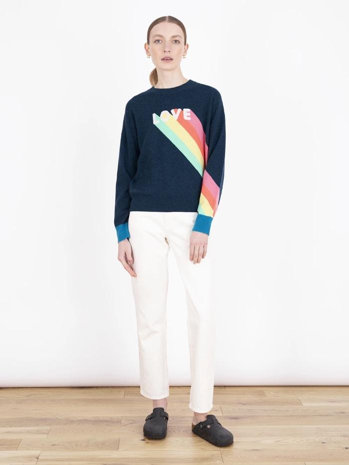 Cocoa cashmere rainbow jumper hotsell