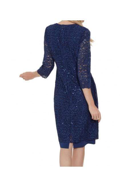 Gina Bacconi Dresses Gina Bacconi Farlyn Crepe and Lace Dress Navy STT2681 izzi-of-baslow