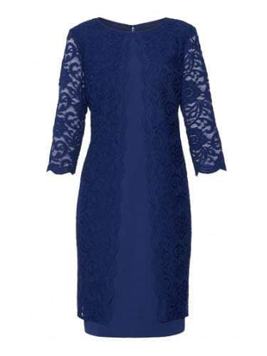 Gina bacconi cynthia crepe and chiffon dress on sale navy