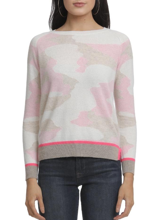 Brodie Cashmere Pink Camo Sweater