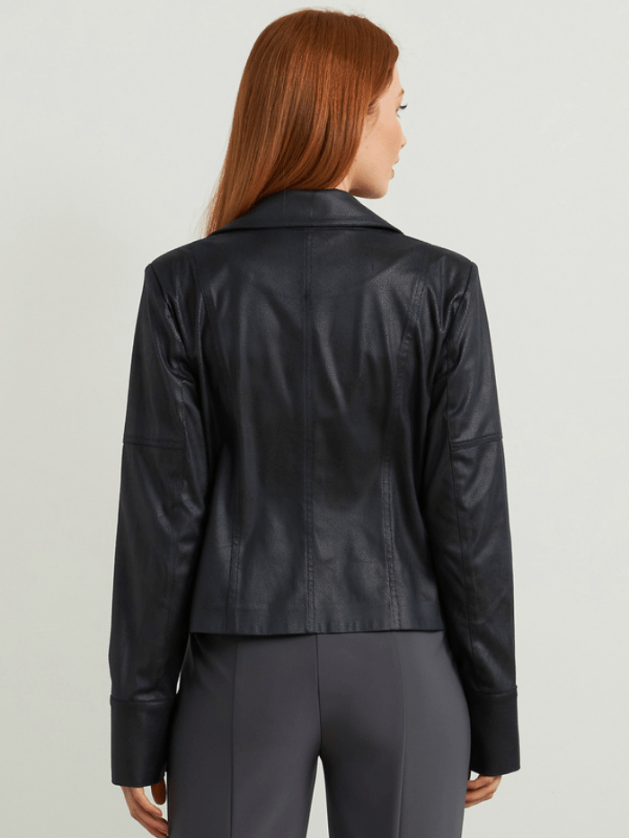 Joseph Ribkoff Coats and Jackets Joseph Ribkoff Black Faux Leather Jacket 213945 izzi-of-baslow