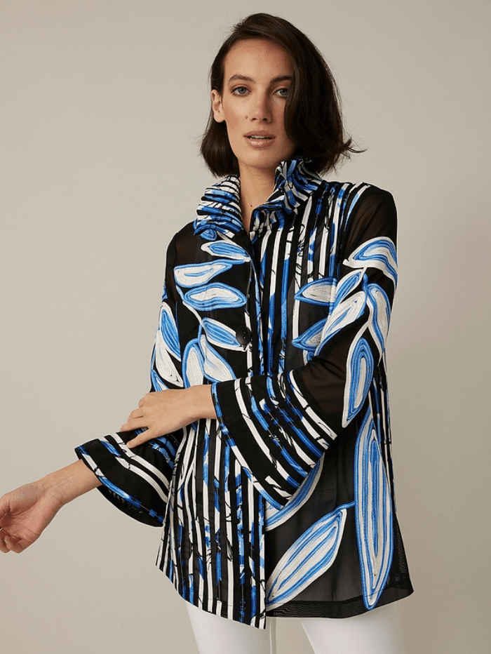 Joseph Ribkoff Coats and Jackets Joseph Ribkoff Blue Tropical Pattern Jacket 221932 3510 izzi-of-baslow