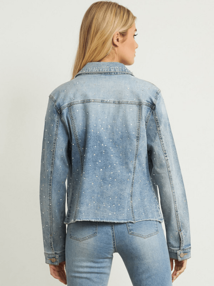 Joseph Ribkoff Coats and Jackets Joseph Ribkoff Pearl Detail Denim Jacket 211905P 47 izzi-of-baslow