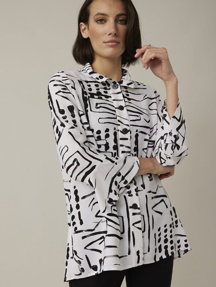 Joseph Ribkoff Coats and Jackets Joseph Ribkoff S Graphic Print Black &amp; White Blouse 221221 1846 izzi-of-baslow