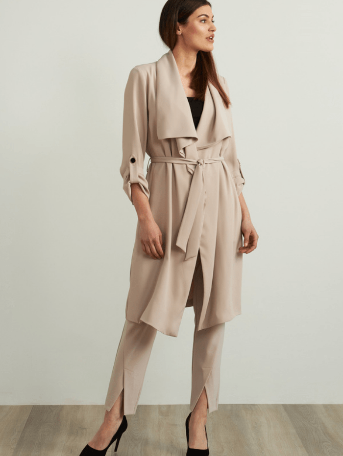 Joseph Ribkoff Coats and Jackets Joseph Ribkoff Sand Long Belted Jacket 213654 3677 izzi-of-baslow