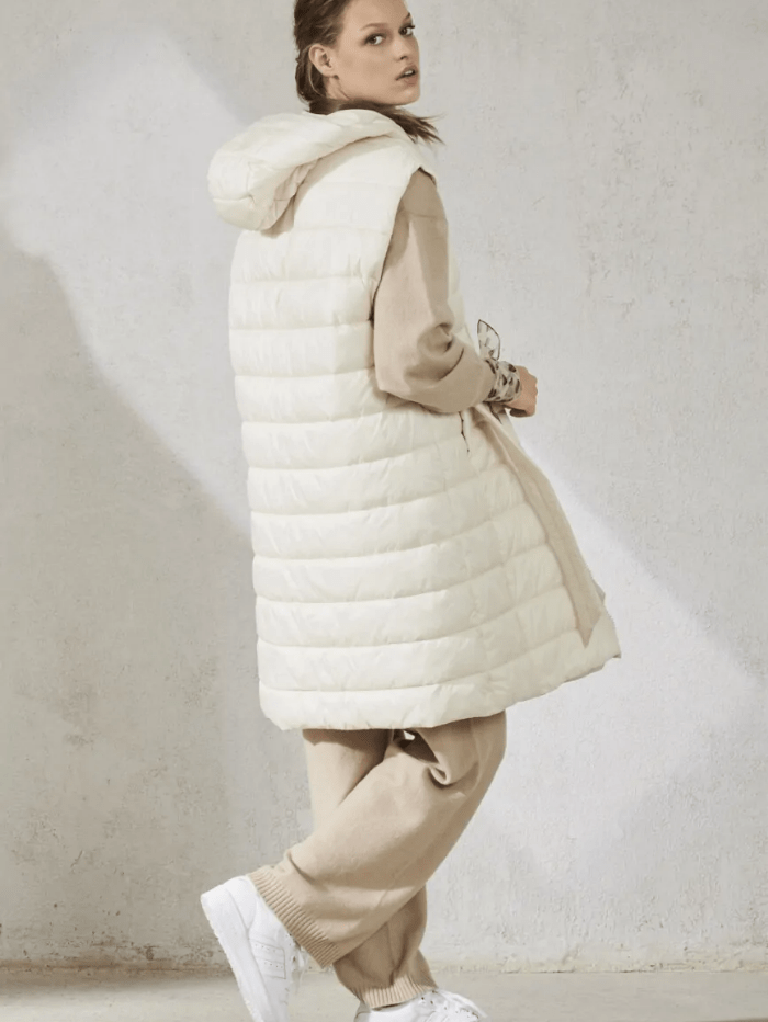 Luisa Cerano Coats and Jackets Luisa Cerano Cream Hooded Down Gilet 438406/4086 112 izzi-of-baslow