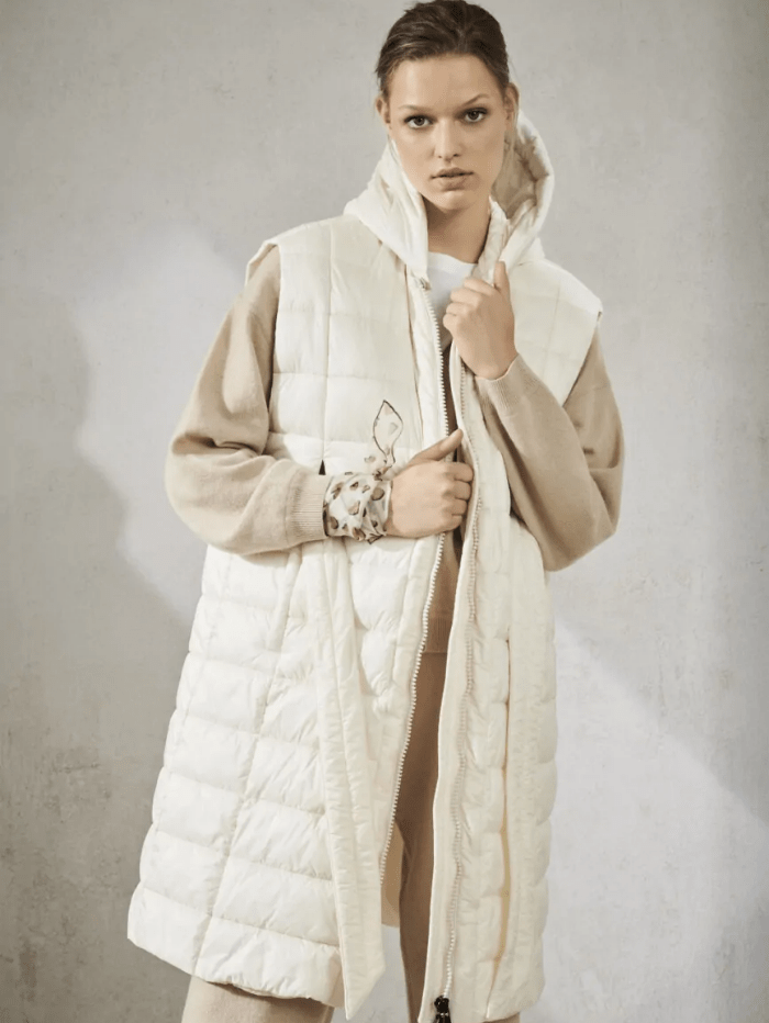 Luisa Cerano Coats and Jackets Luisa Cerano Cream Hooded Down Gilet 438406/4086 112 izzi-of-baslow