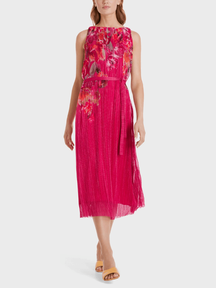 Marc Cain Collections Dresses Marc Cain Collections Pink Pleated Floral Maxi Dress SC 21.48 J85 265 izzi-of-baslow