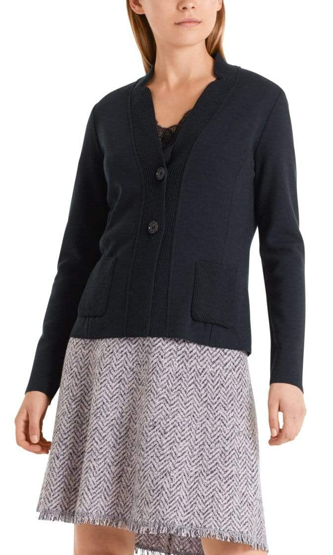 Marc Cain Collections Knitwear Marc Cain Collections Knitted Blazer Midnight Blue PC 34.02 M28 izzi-of-baslow