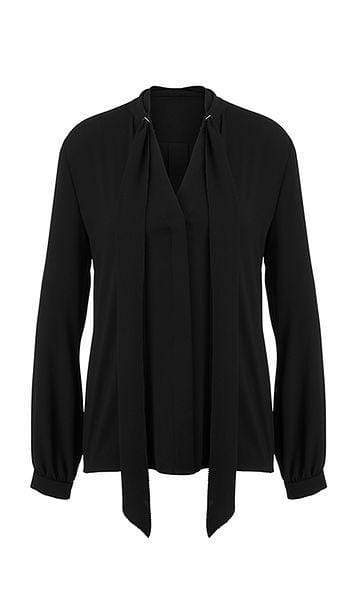 Marc Cain Collections Tops Marc Cain Collections Flowing Bow Neck Blouse Black PC 51.15 W01 900 izzi-of-baslow