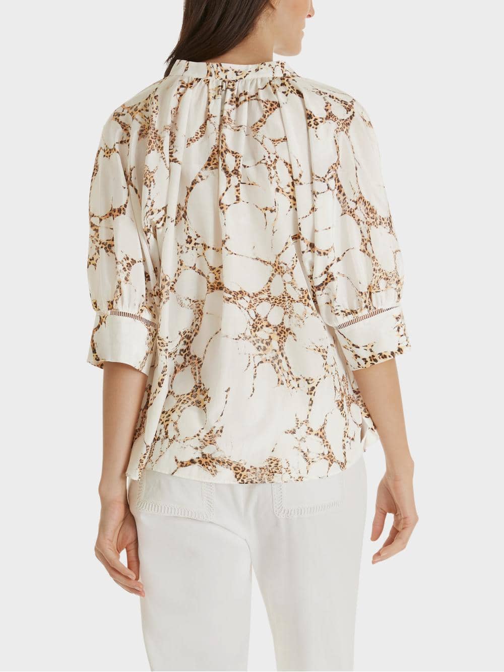 Marc Cain Collections Tops Marc Cain Collections White Printed Silk Blend Blouse SC 51.19 W76 617 izzi-of-baslow