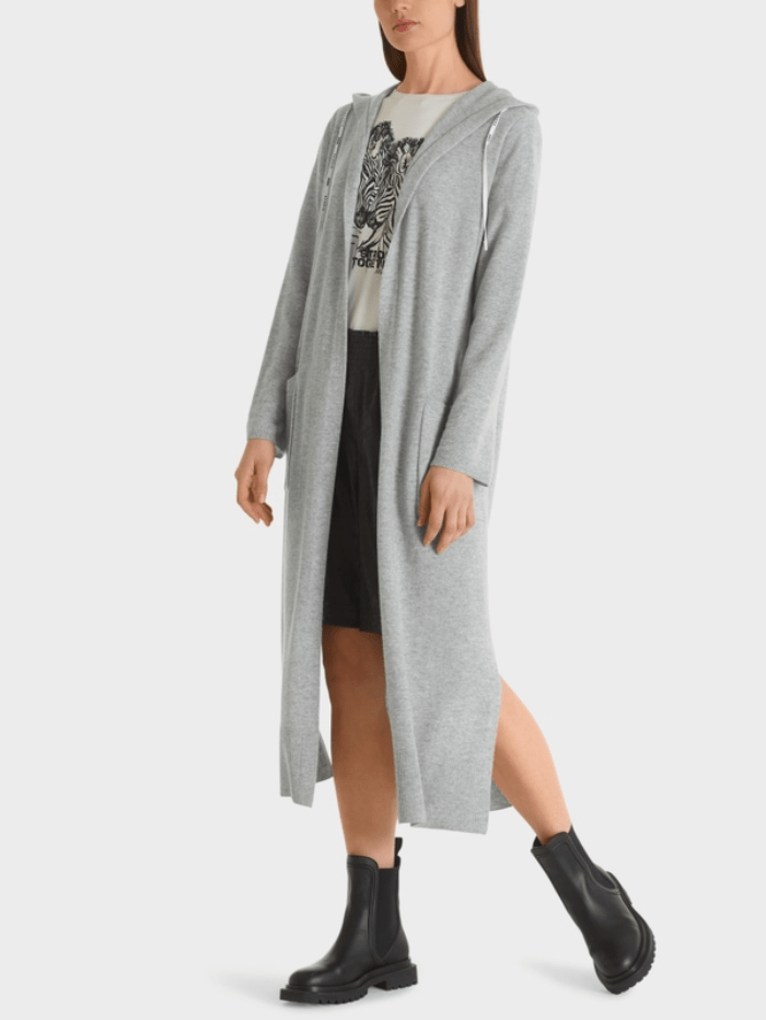 Marc Cain Sports Knitwear Marc Cain Sports Grey Fine Knit Long Cardigan TS 39.09 M81 COL 820 izzi-of-baslow