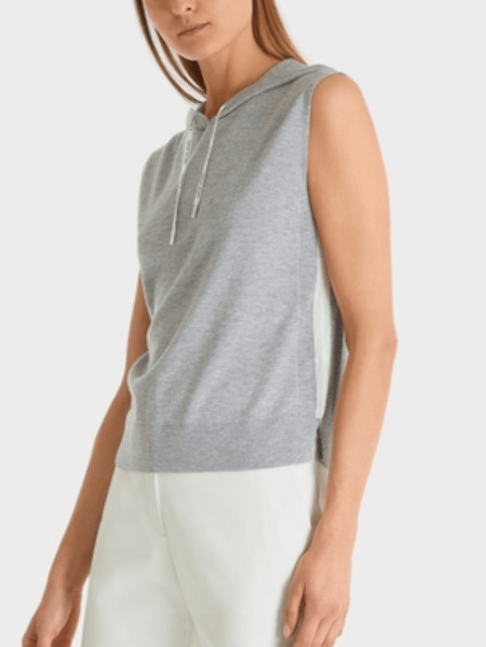 Marc Cain Sports Knitwear Marc Cain Sports Grey Fine Knit Sleeveless Hoodie TS 61.01 M80 COL 820 izzi-of-baslow