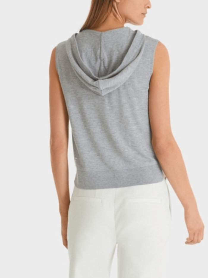 Marc Cain Sports Knitwear Marc Cain Sports Grey Fine Knit Sleeveless Hoodie TS 61.01 M80 COL 820 izzi-of-baslow