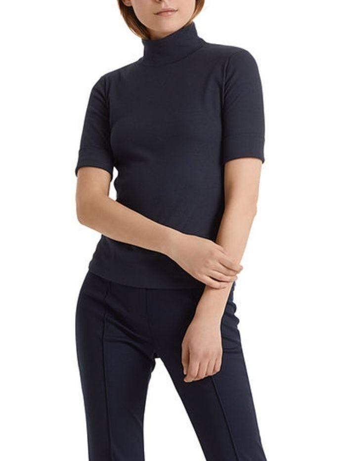 Marc Cain Sports Tops Marc Cain Basic Turtle-neck Top In Ribbed Jersey Navy +E 48.04 J50 izzi-of-baslow