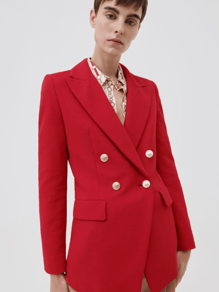 Marella Coats and Jackets Marella ARETUSA Red Double-Breasted Blazer 30410621 200 izzi-of-baslow