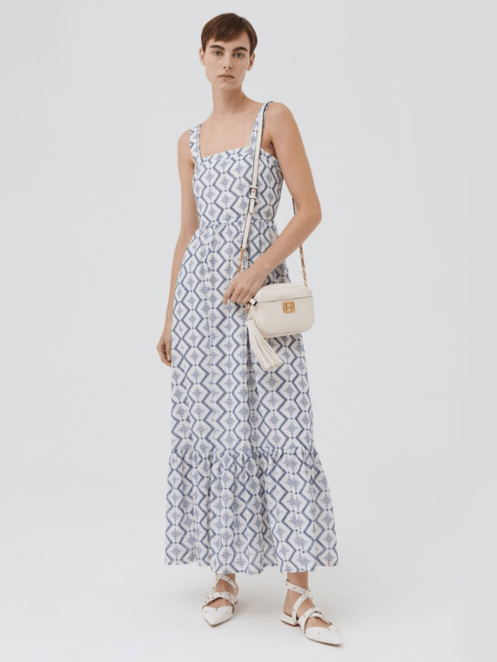 Marella Dresses Marella METELLO White &amp; Blue Broderie Anglaise Maxi Dress 322107242 001 izzi-of-baslow