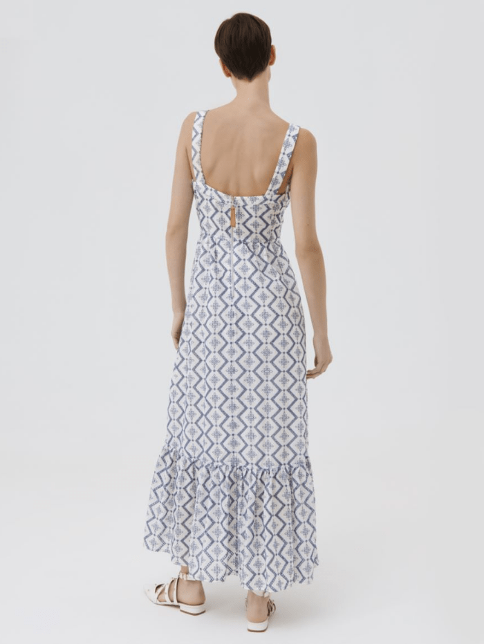 Marella Dresses Marella METELLO White &amp; Blue Broderie Anglaise Maxi Dress 322107242 001 izzi-of-baslow