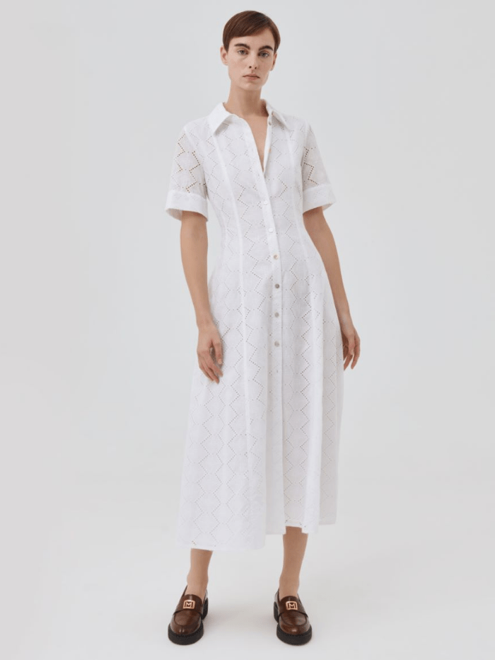 Marella Dresses Marella VEZZANO White Broderie Anglaise Maxi Dress 32211324 004 izzi-of-baslow