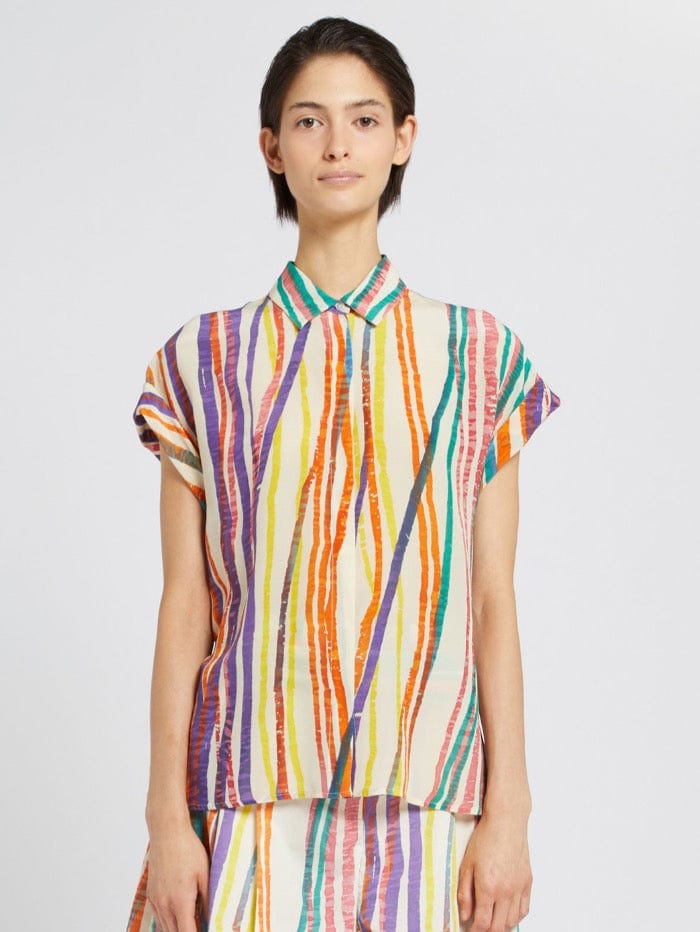 Marella Tops Marella ETERNO Multi Coloured Striped Silk Blouse 311118222 003 izzi-of-baslow