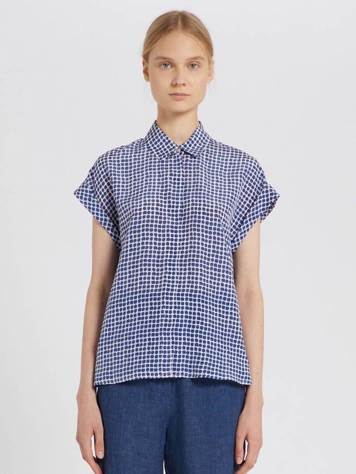 Marella Tops Marella ETERNO Royal Blue Dotted Silk Blouse 311118222 001 izzi-of-baslow