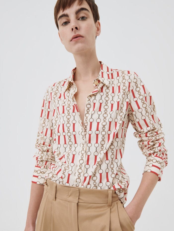 Marella Tops Marella RISTORO Red Chain Patterned Shirt 31111121 001 izzi-of-baslow