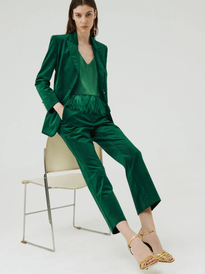 Buy Green Next Wide Leg Velvet Trousers from Next Lithuania