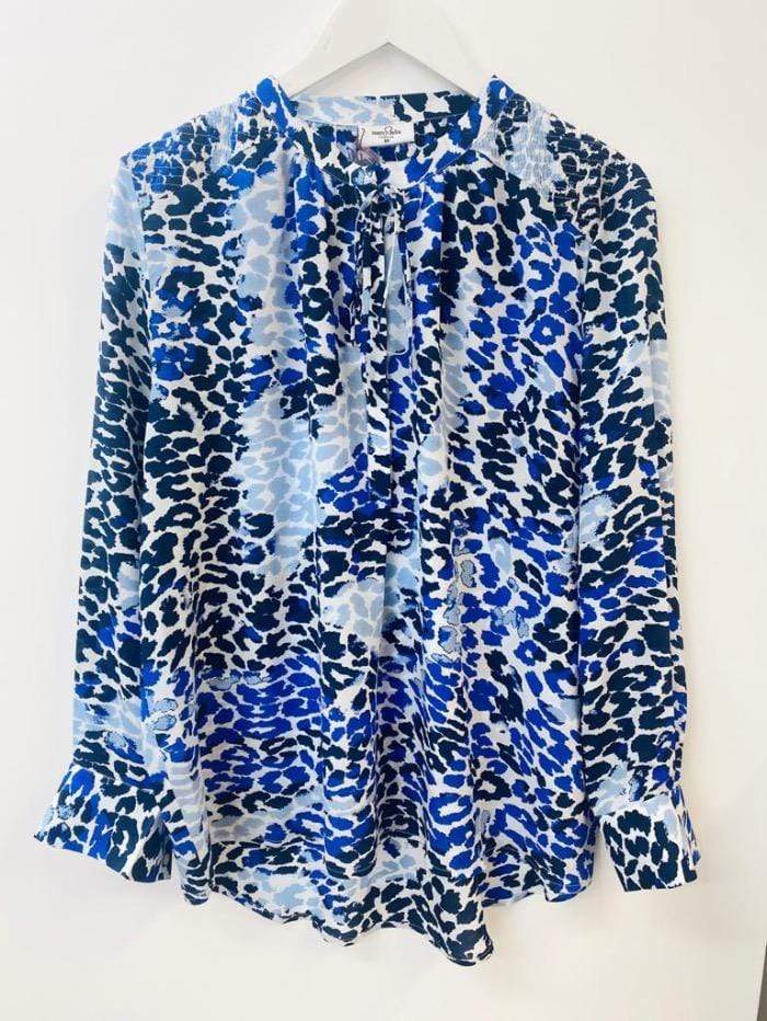 Mercy Delta Tops Mercy Delta Stowe Leopard Ombre Azure Blouse izzi-of-baslow