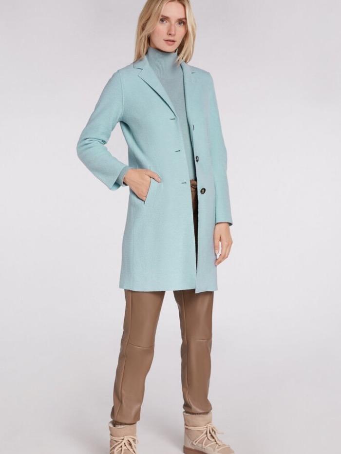 Oui Coats and Jackets Oui Cloud Blue Boiled Wool Coat 70901 5110 izzi-of-baslow