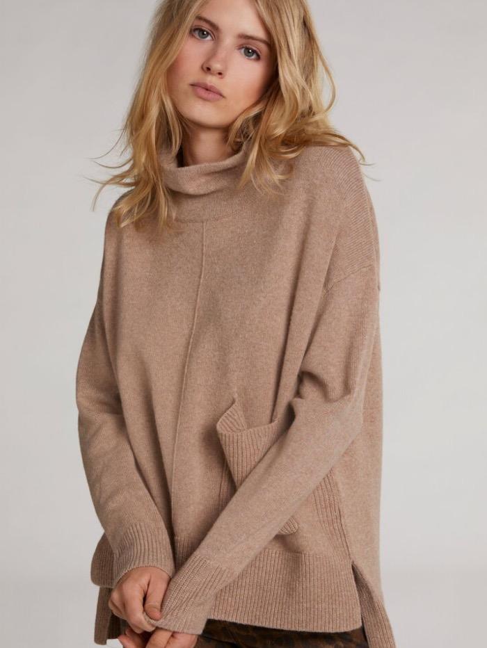 Oui Jumper Oui Camel Roll Necked Sweater 70641 7459 izzi-of-baslow