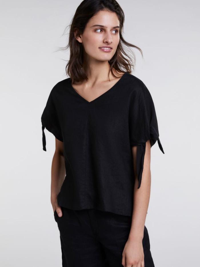 Oui Tops Oui Black Linen Top 69112 9990 izzi-of-baslow