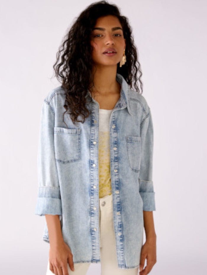 Oui Tops Oui Blue Denim Button Down Shirt 75821 5300 izzi-of-baslow