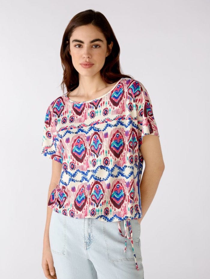 Oui Tops Oui Printed T-Shirt With Drawstring 76372 0323 izzi-of-baslow