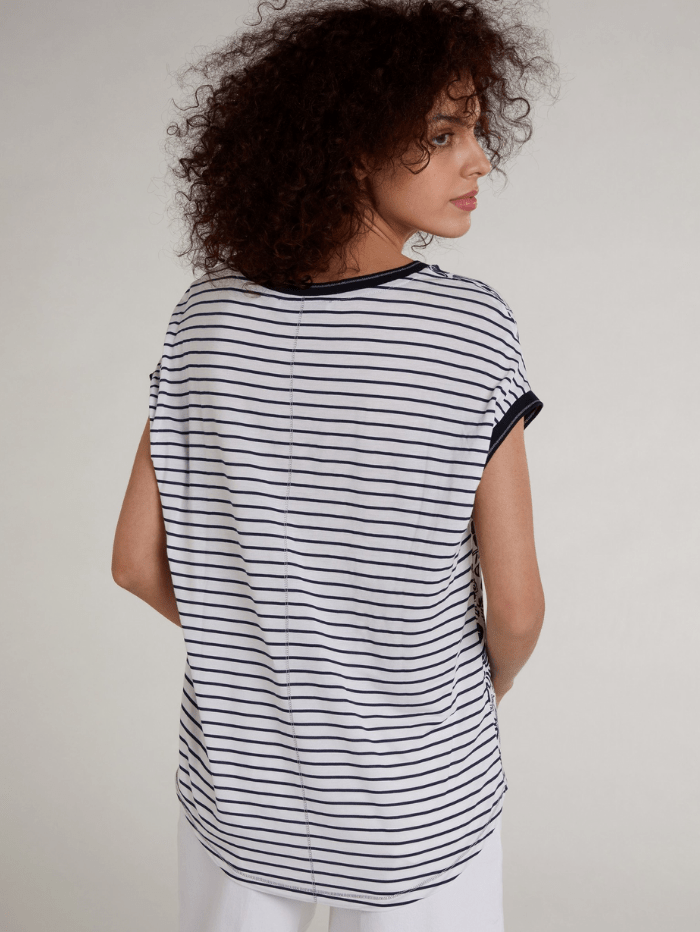 Oui Tops Oui Striped Patterned T-Shirt 72439 izzi-of-baslow