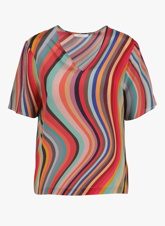 Paul Smith Tops Paul Smith V Necked Swirl Top W2R-213M-B30425 izzi-of-baslow