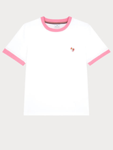 Paul Smith Tops Paul Smith White T Shirt With Pink Trim and Zebra W2R-232VB-KP3725 01 izzi-of-baslow