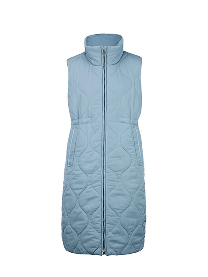 Riani Coats and Jackets Riani Sky Blue Quilted Long Gilet 275010 3893 414 izzi-of-baslow