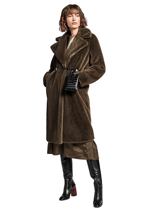 Riani Coats &amp; Jackets Riani Olive Green Teddy Bear Coat 802990-5327 izzi-of-baslow