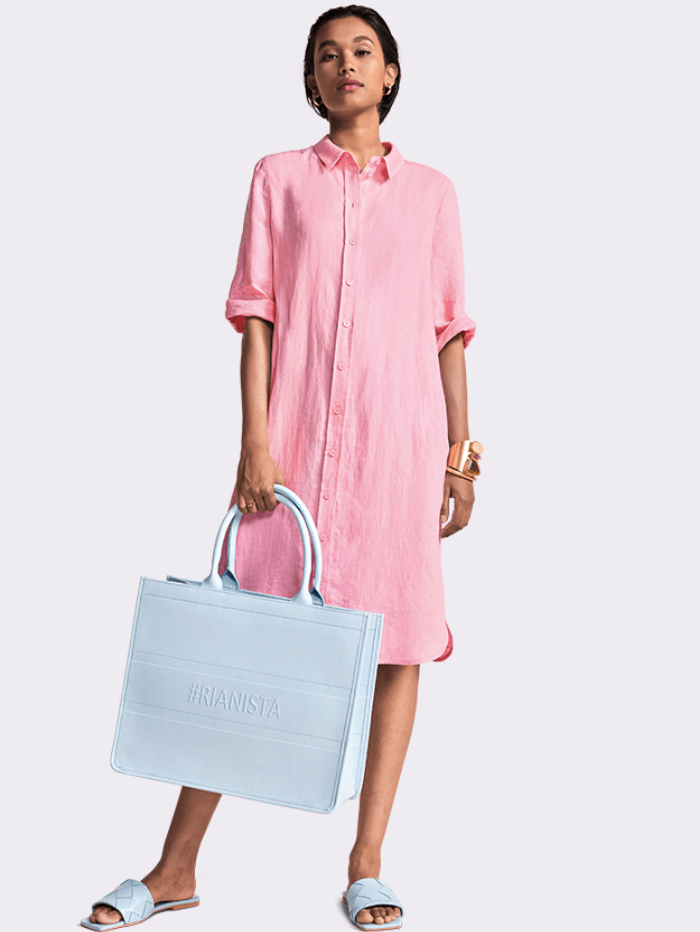 Riani Dresses Riani Pink Rose Maxi Linen Shirt Dress 246880 2272 311 izzi-of-baslow